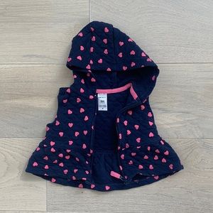 Carter's, girl, 6 month, hooded vest with ruffle and hearts